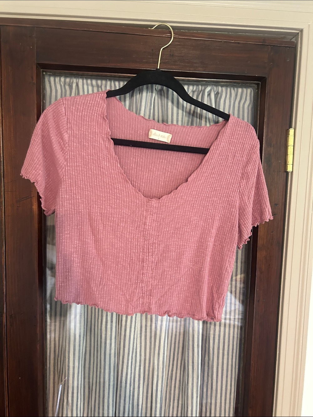 Altar'd State Ribbed V-Neck Pink Crop Top